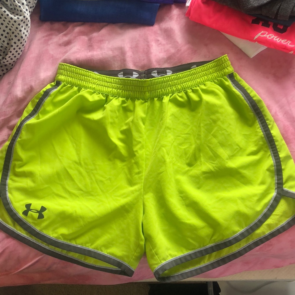Lime green Under Armor shorts
